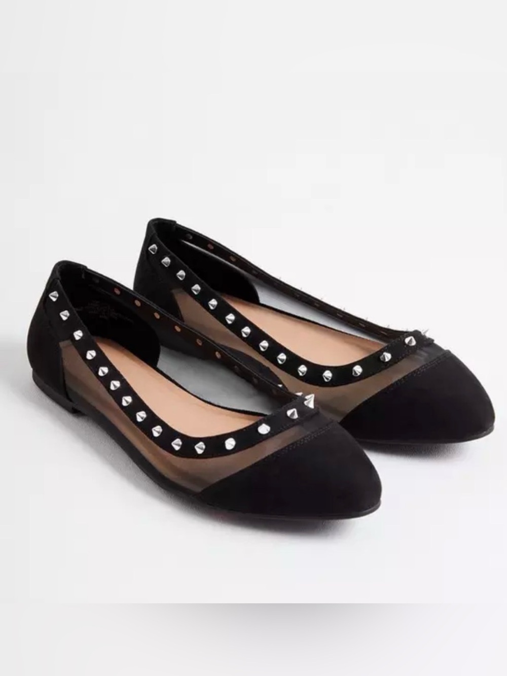 TORRID Mesh Studded Flat - Black Faux Suede Flats